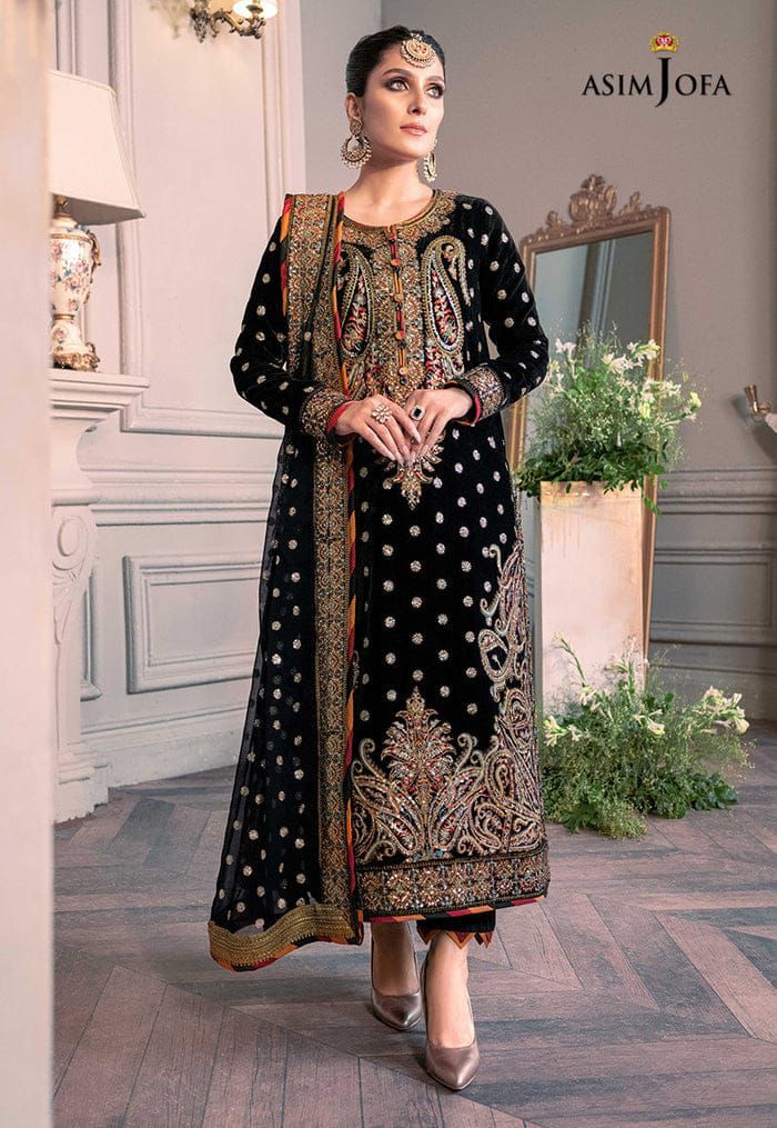 Asim Jofa Velvet Unstitched 3-Piece Suit